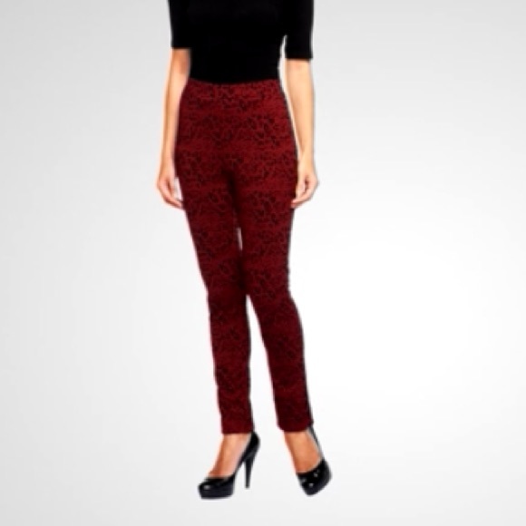 LOGO by Lori Goldstein Pants - [Logo by Lori Goldstein] Red Burgundy Cheetah Pant